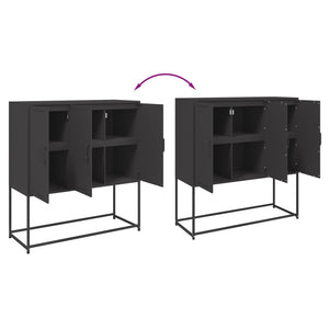 Credenza-Buffet-Armadio da cucina Nera 100,5x39x107 cm in Acciaio 454397