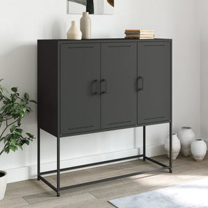 Credenza-Buffet-Armadio da cucina Nera 100,5x39x107 cm in Acciaio 454397