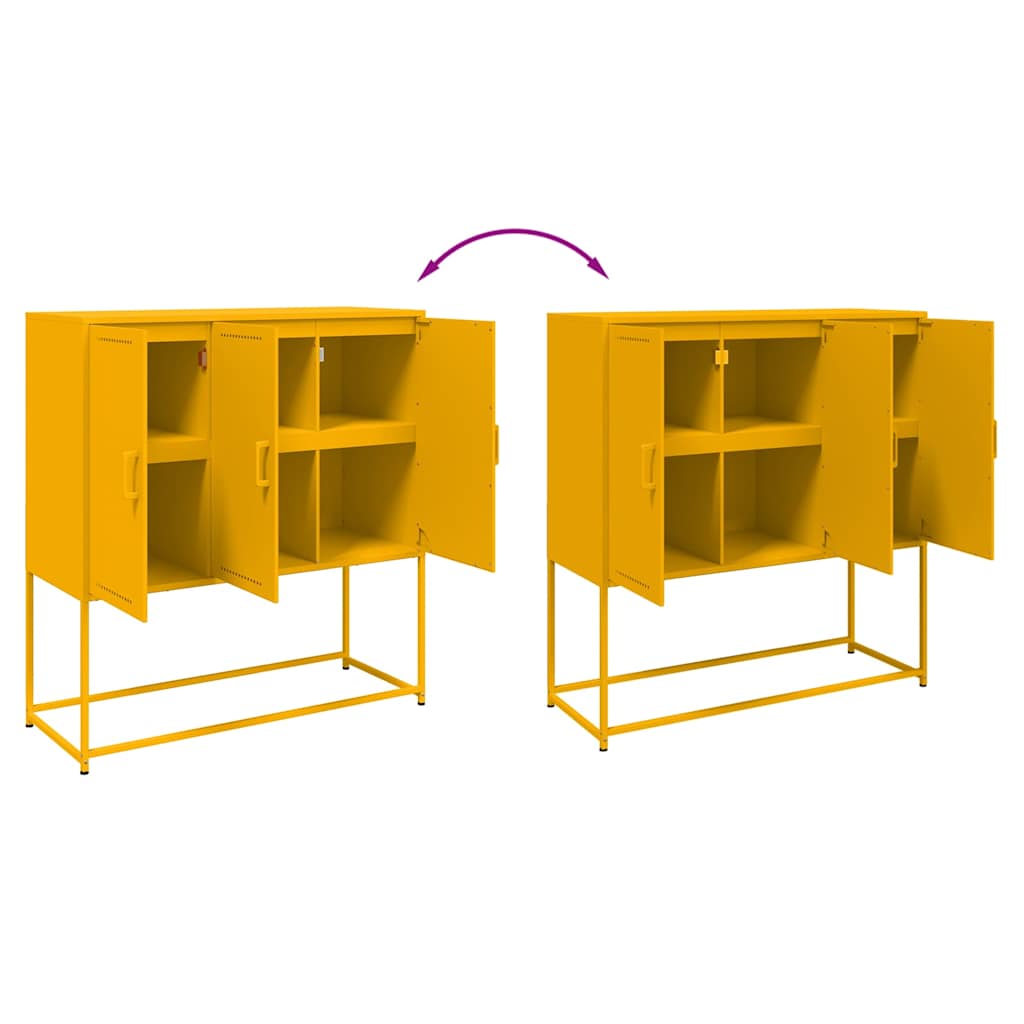 vidaXL Credenza Giallo Senape 100,5x39x107 cm in Acciaio