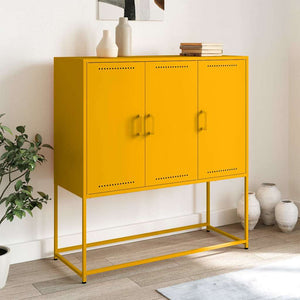 vidaXL Credenza Giallo Senape 100,5x39x107 cm in Acciaio