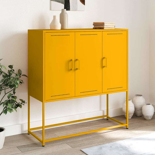 vidaXL Credenza Giallo Senape 100,5x39x107 cm in Acciaio