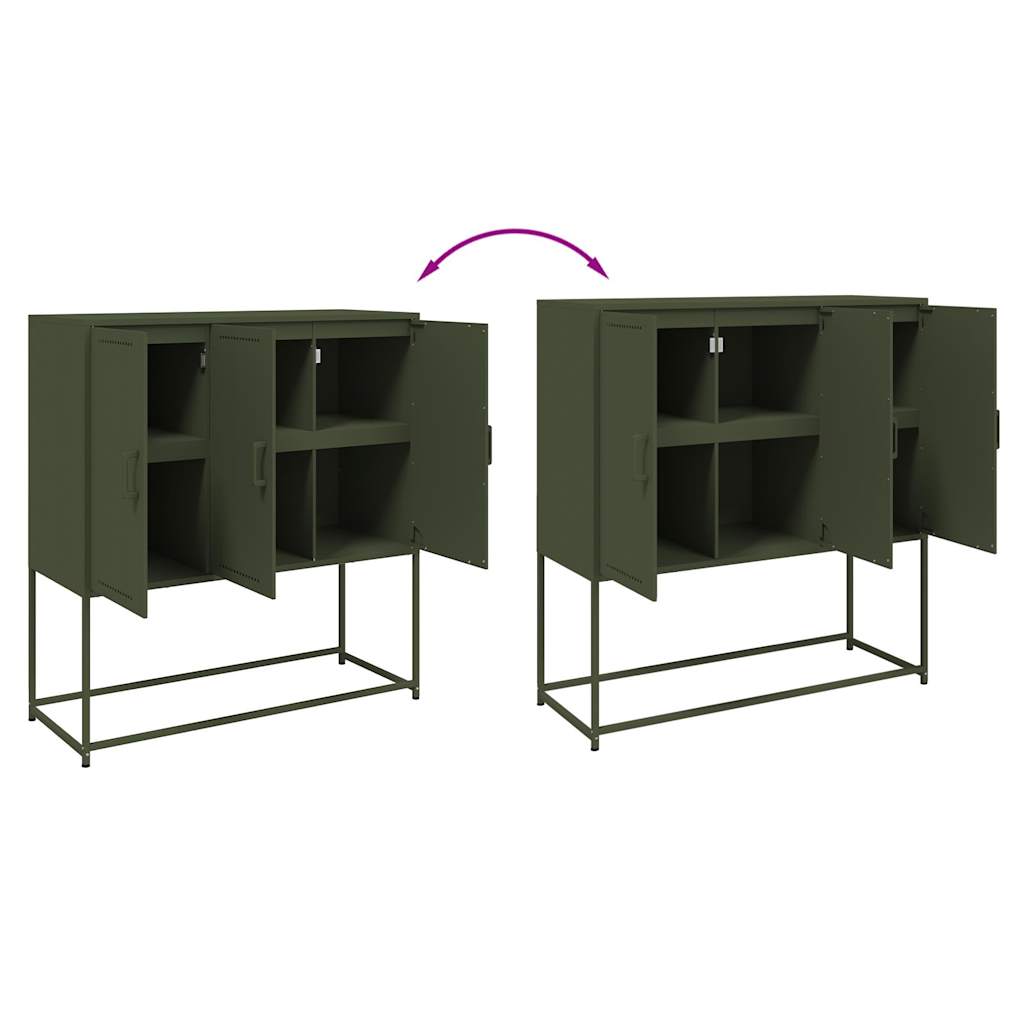 Credenza Verde Oliva 100,5x39x107 cm in Acciaio 846540