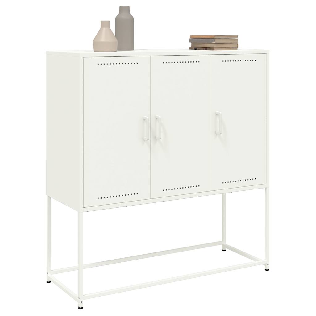Credenza-Buffet-Armadio da cucina Bianca 100,5x39x107 cm in Acciaio 838982