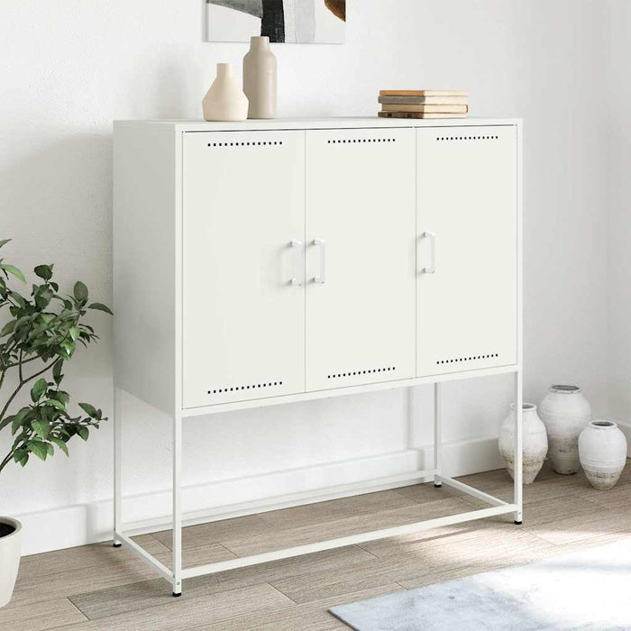 Credenza-Buffet-Armadio da cucina Bianca 100,5x39x107 cm in Acciaio 838982