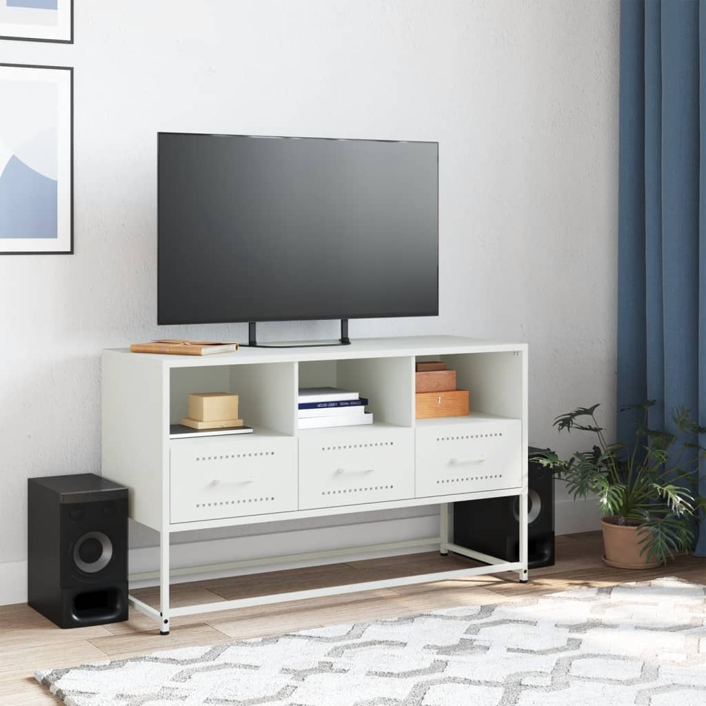 Mobile TV Bianco 100,5x39x60,5 cm in Acciaio 846547