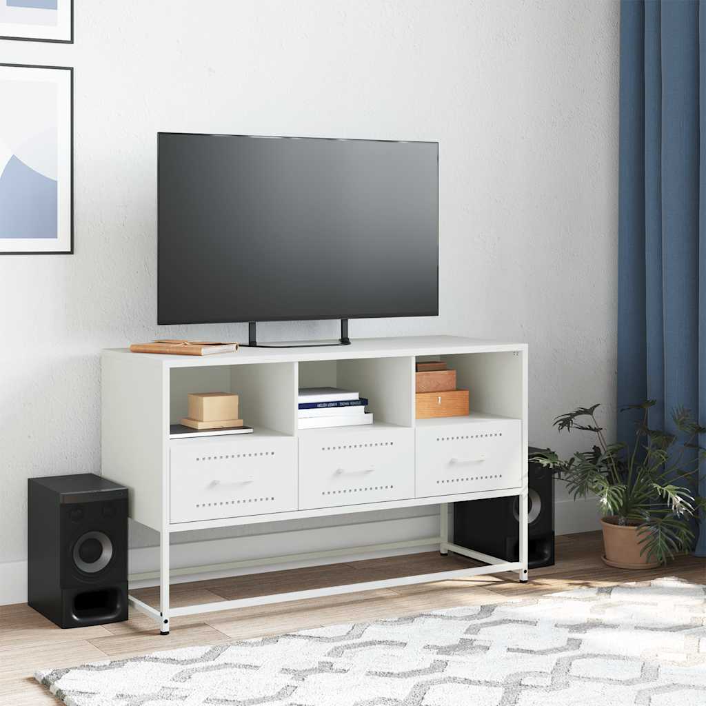 Mobile TV-Credenza TV-Console TV Bianco 100,5x39x60,5 cm in Acciaio 699212