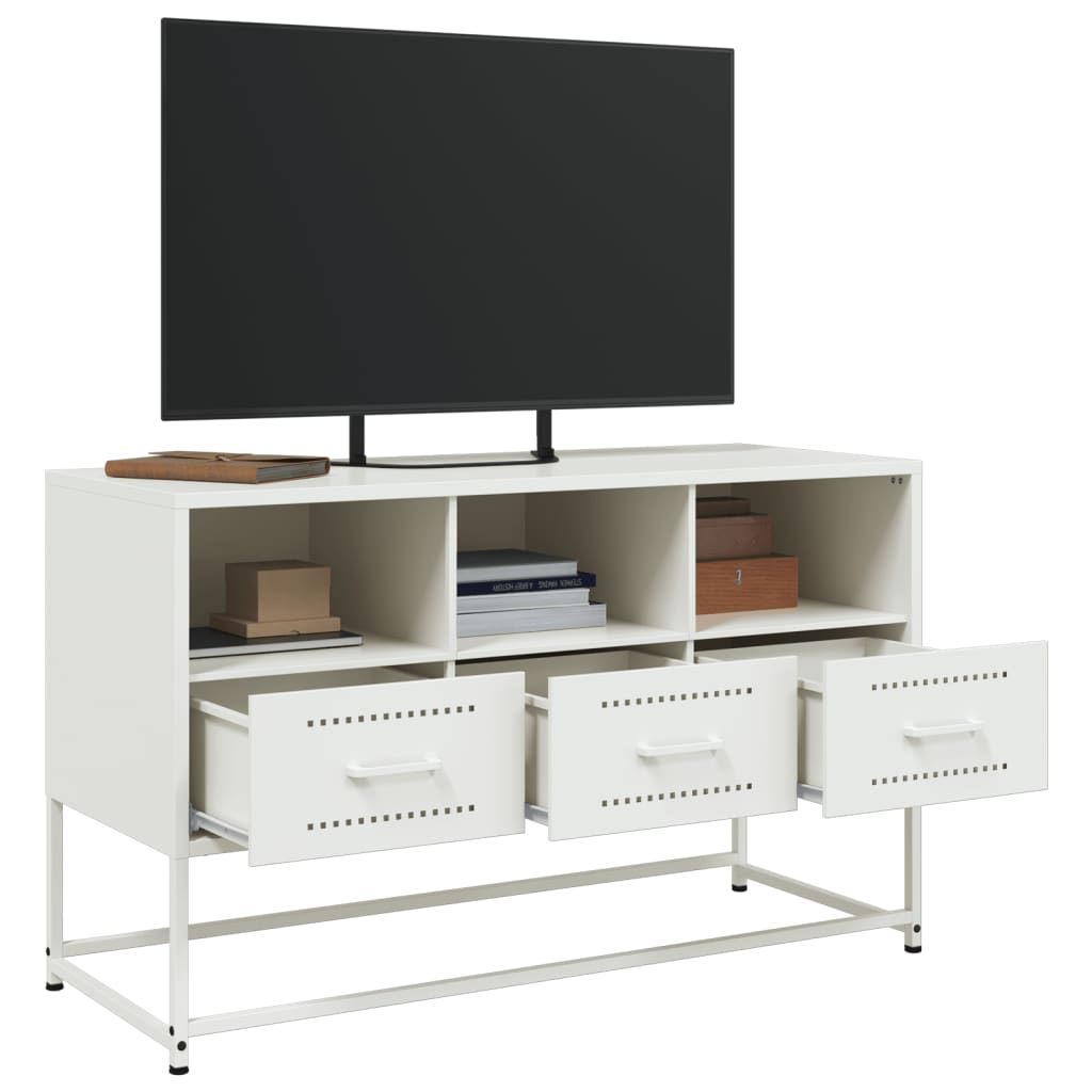 Mobile TV Bianco 100,5x39x60,5 cm in Acciaio 846547
