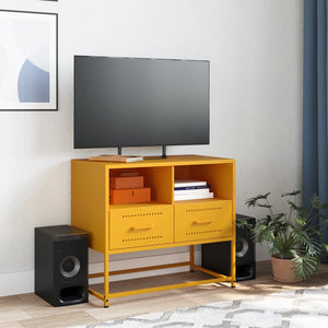 Mobile TV-Credenza TV-Console TV Giallo Senape 68x39x60,5 cm in Acciaio 297915