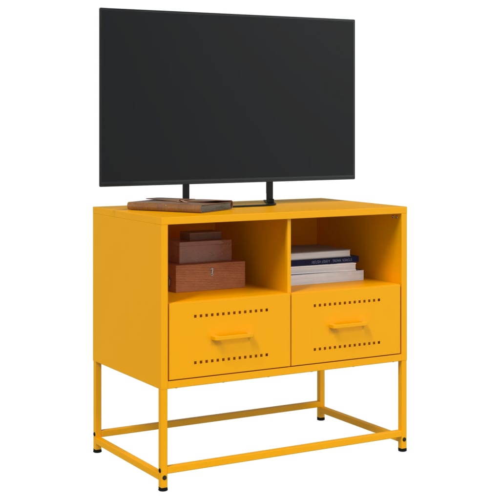 Mobile TV-Credenza TV-Console TV Giallo Senape 68x39x60,5 cm in Acciaio 297915
