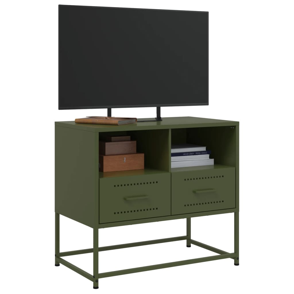 Mobile TV Verde Oliva 68x39x60,5 cm in Acciaio 846552