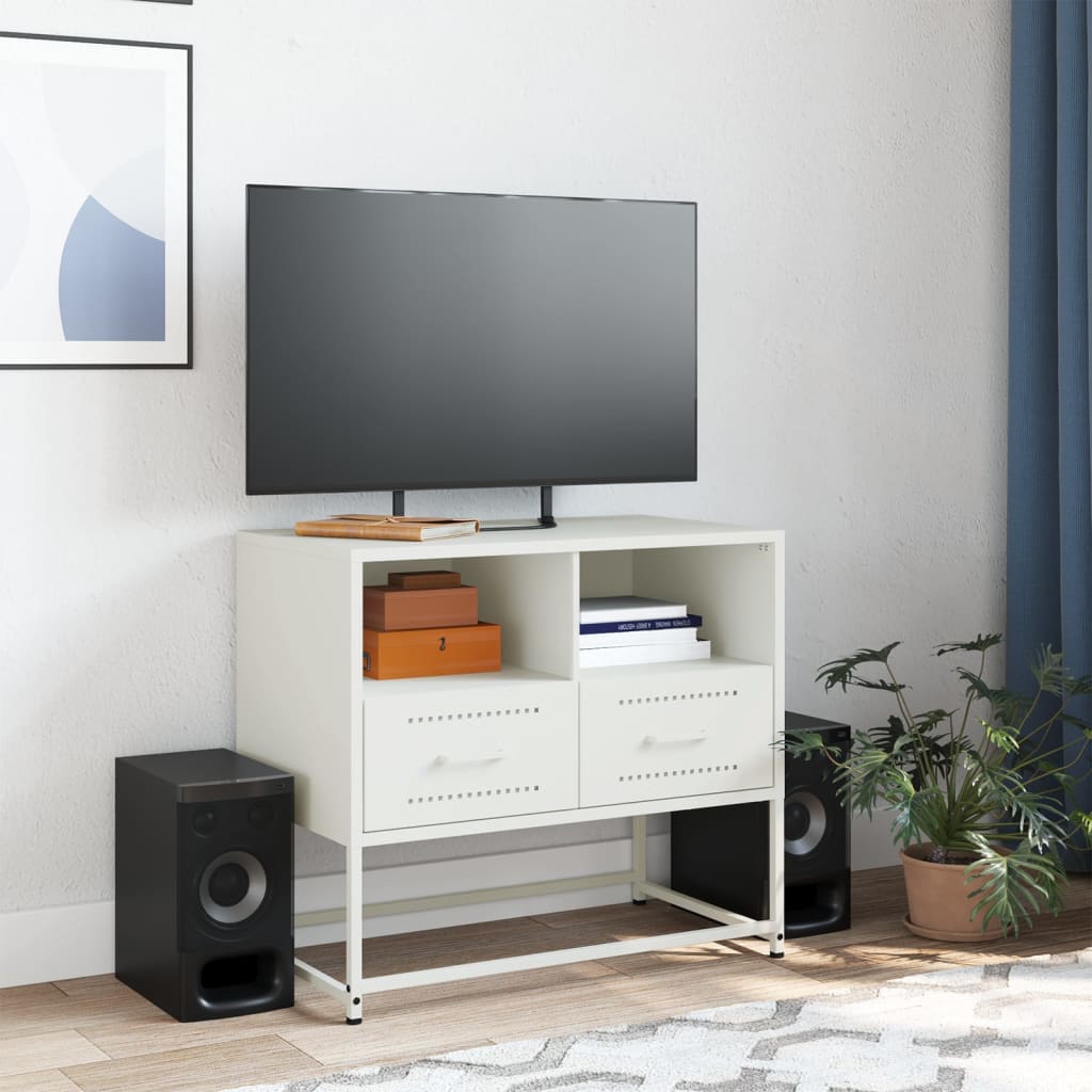 Mobile TV-Credenza TV-Console TV Bianco 68x39x60,5 cm in Acciaio 899857