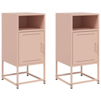 Comodini 2 pz-Set di 2 Tavolino da notte Rosa 36x39x78 cm in Acciaio