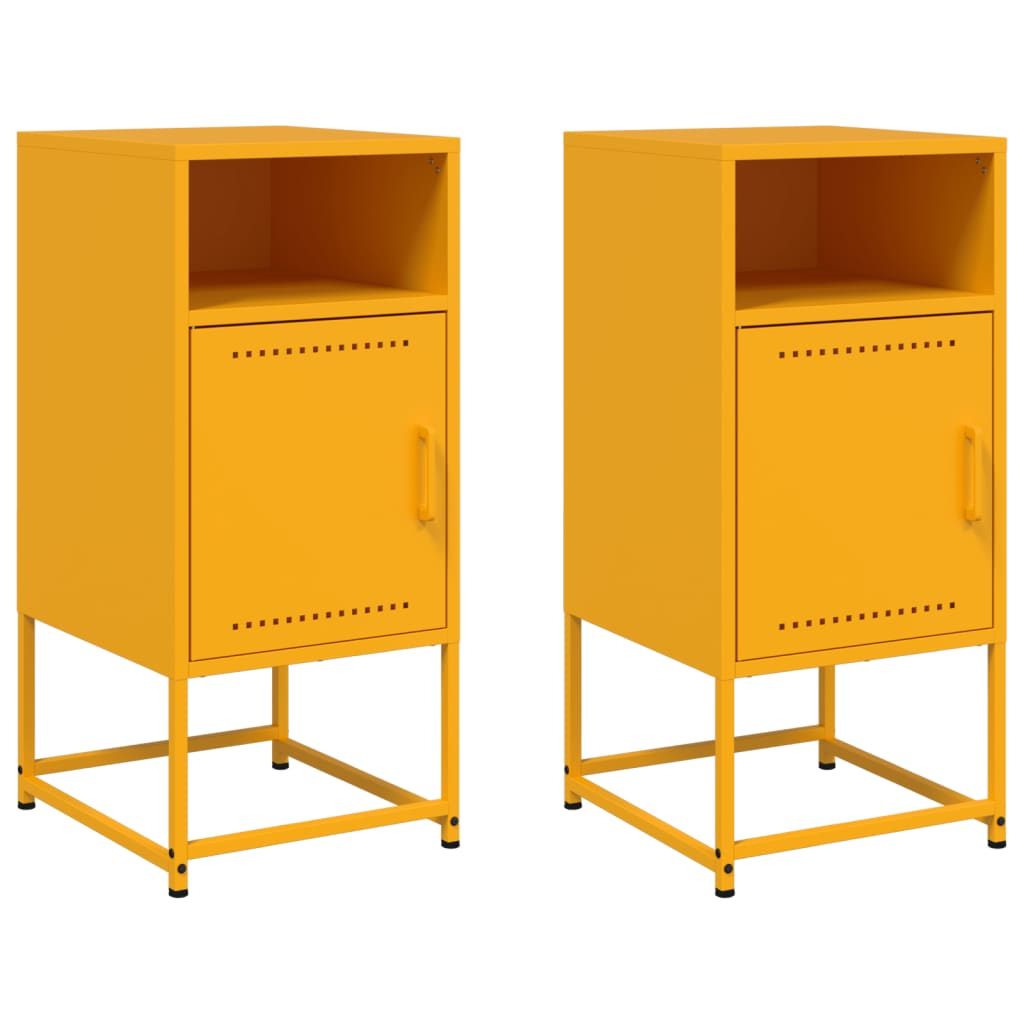 Comodini 2 pz Giallo Senape 36x39x78 cm in Acciaio 846573