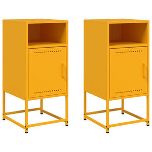 Comodini 2 pz Giallo Senape 36x39x78 cm in Acciaio 846573