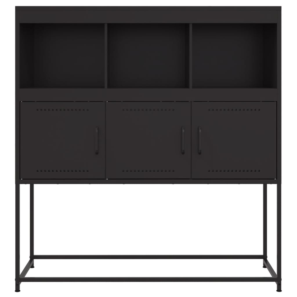 Credenza-Buffet-Armadio da cucina Nera 100,5x39x107 cm in Acciaio 649899
