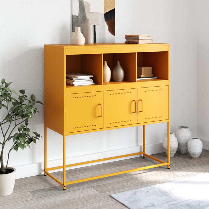 vidaXL Credenza Giallo Senape 100,5x39x107 cm in Acciaio