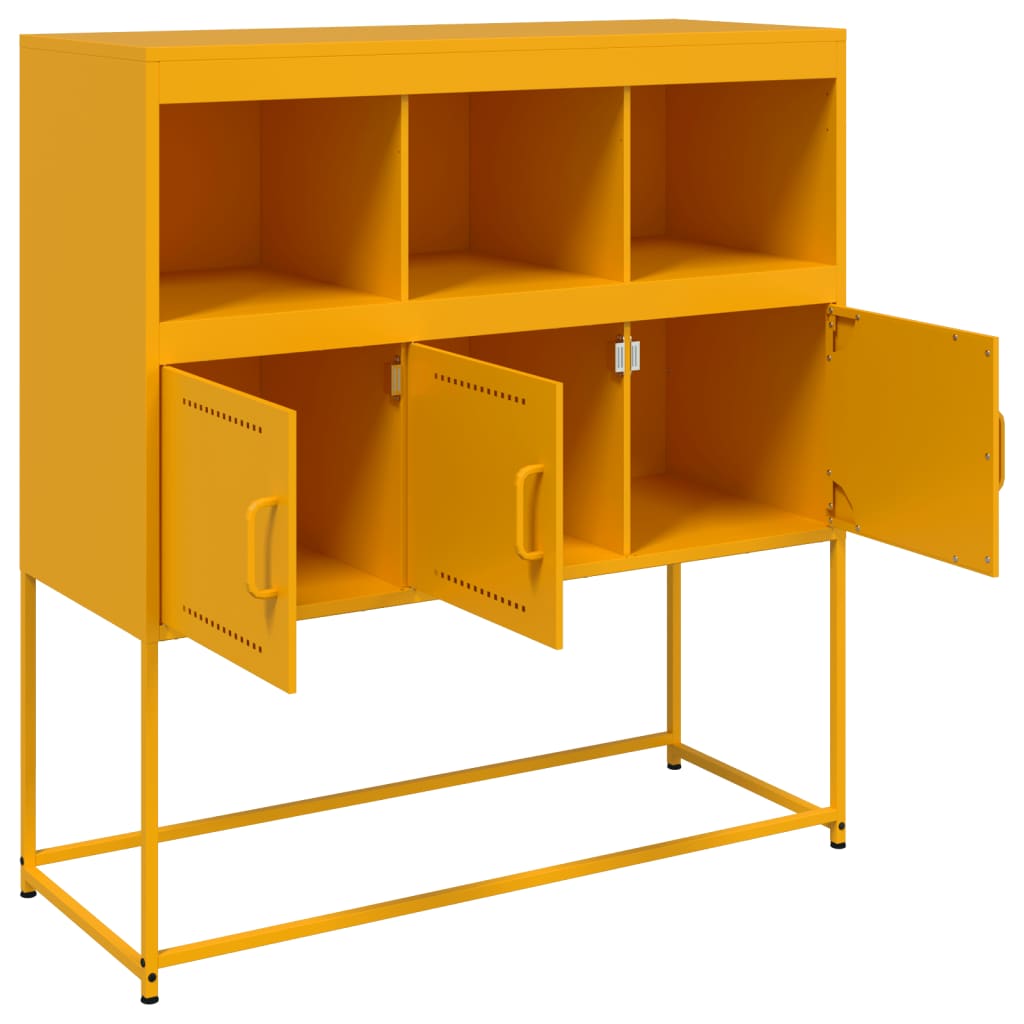 vidaXL Credenza Giallo Senape 100,5x39x107 cm in Acciaio
