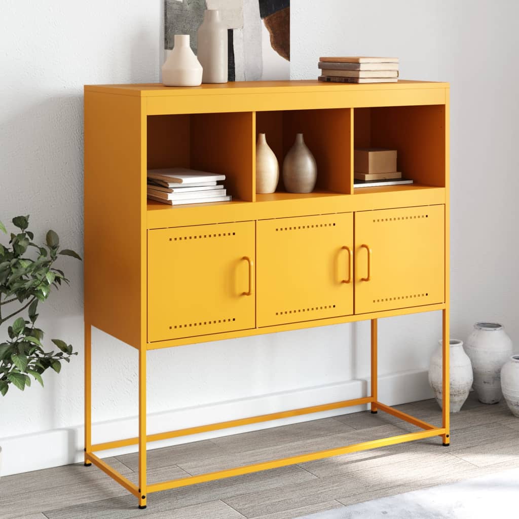 vidaXL Credenza Giallo Senape 100,5x39x107 cm in Acciaio