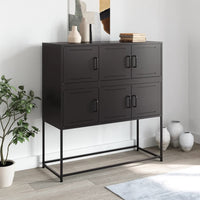 Credenza-Buffet-Armadio da cucina Nera 100,5x39x107 cm in Acciaio 871588