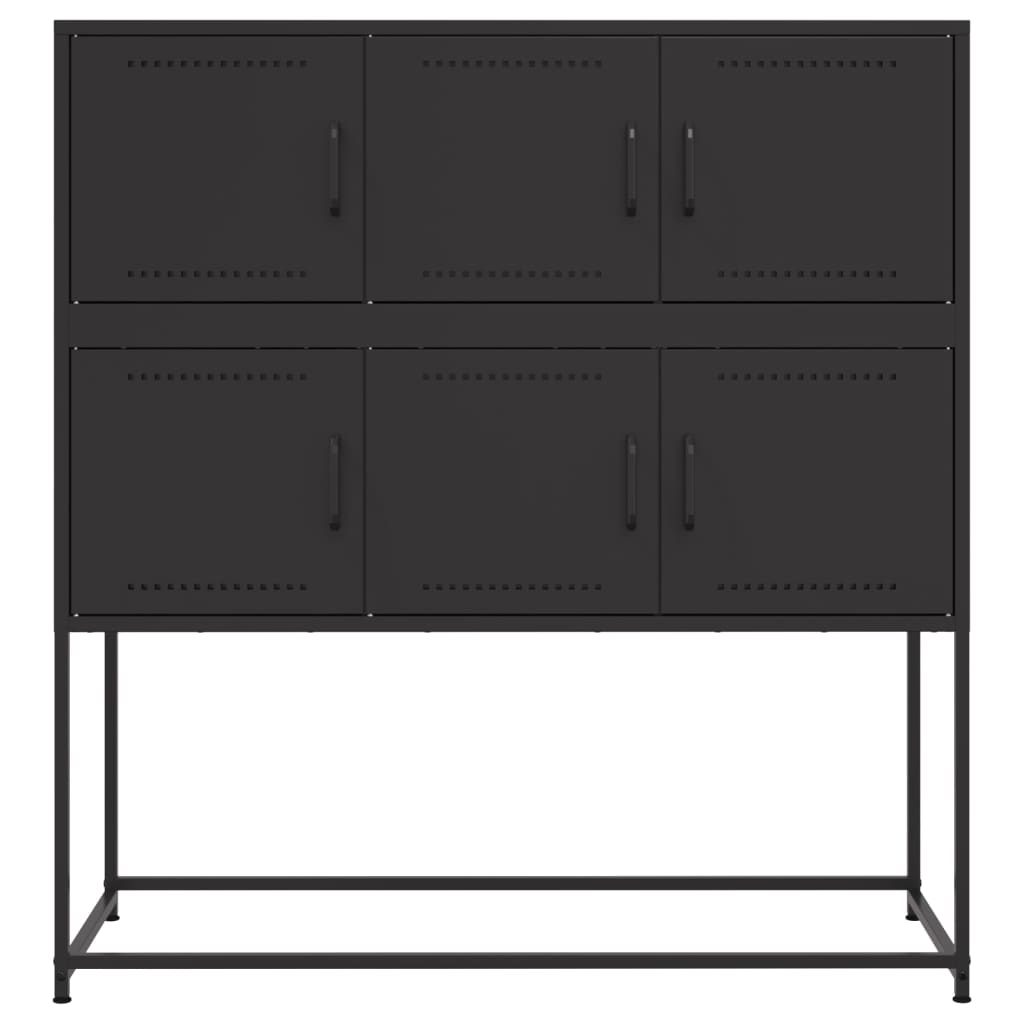 Credenza-Buffet-Armadio da cucina Nera 100,5x39x107 cm in Acciaio 871588
