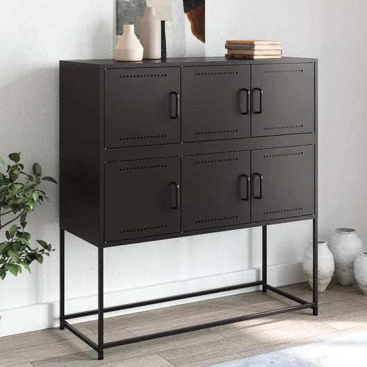 Credenza-Buffet-Armadio da cucina Nera 100,5x39x107 cm in Acciaio 871588