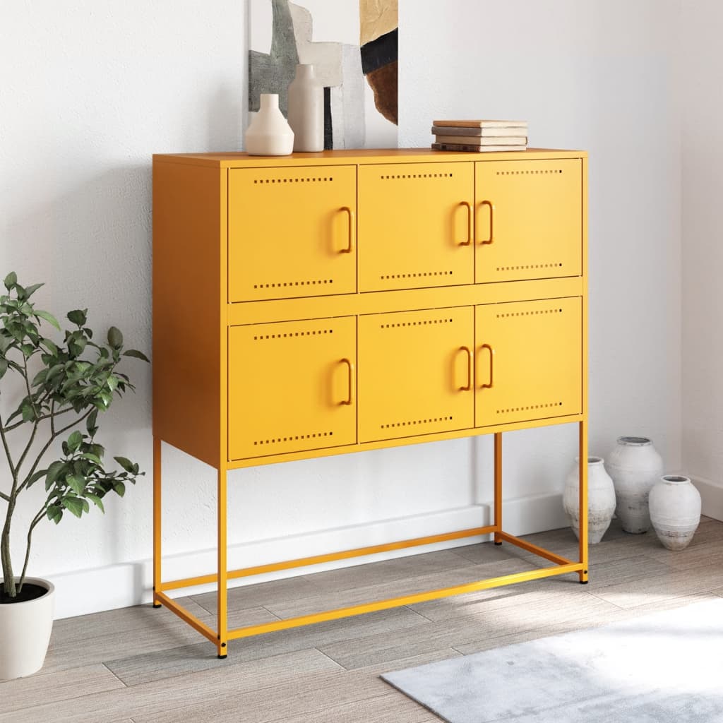 vidaXL Credenza Giallo Senape 100,5x39x107 cm in Acciaio