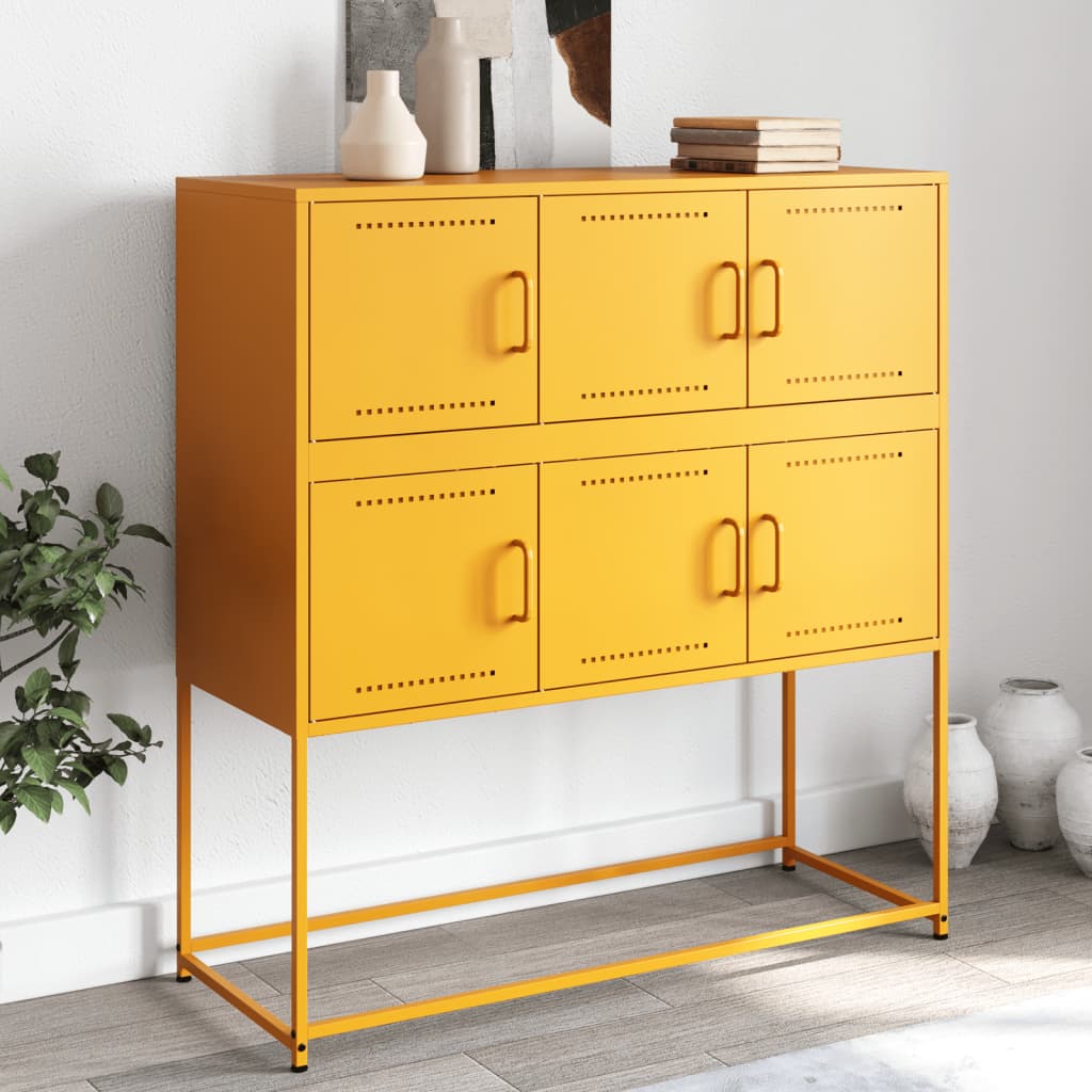 vidaXL Credenza Giallo Senape 100,5x39x107 cm in Acciaio