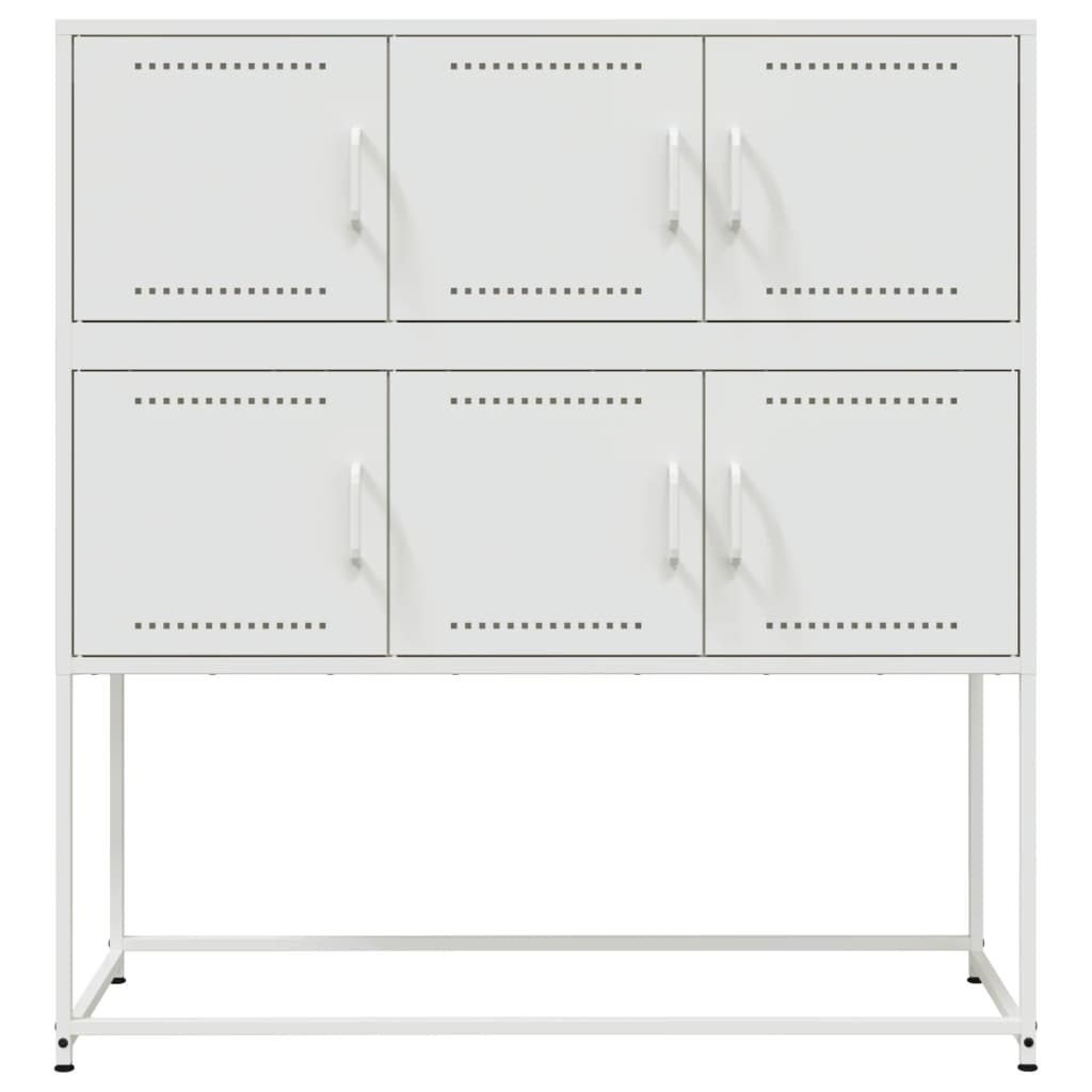 Credenza-Buffet-Armadio da cucina Bianca 100,5x39x107 cm in Acciaio 648254