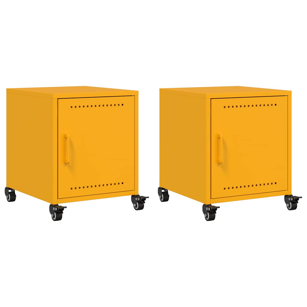 Comodini 2 pz Giallo Senape 36x39x43,5 cm in Acciaio 846621