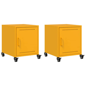 Comodini 2 pz Giallo Senape 36x39x43,5 cm in Acciaio 846621