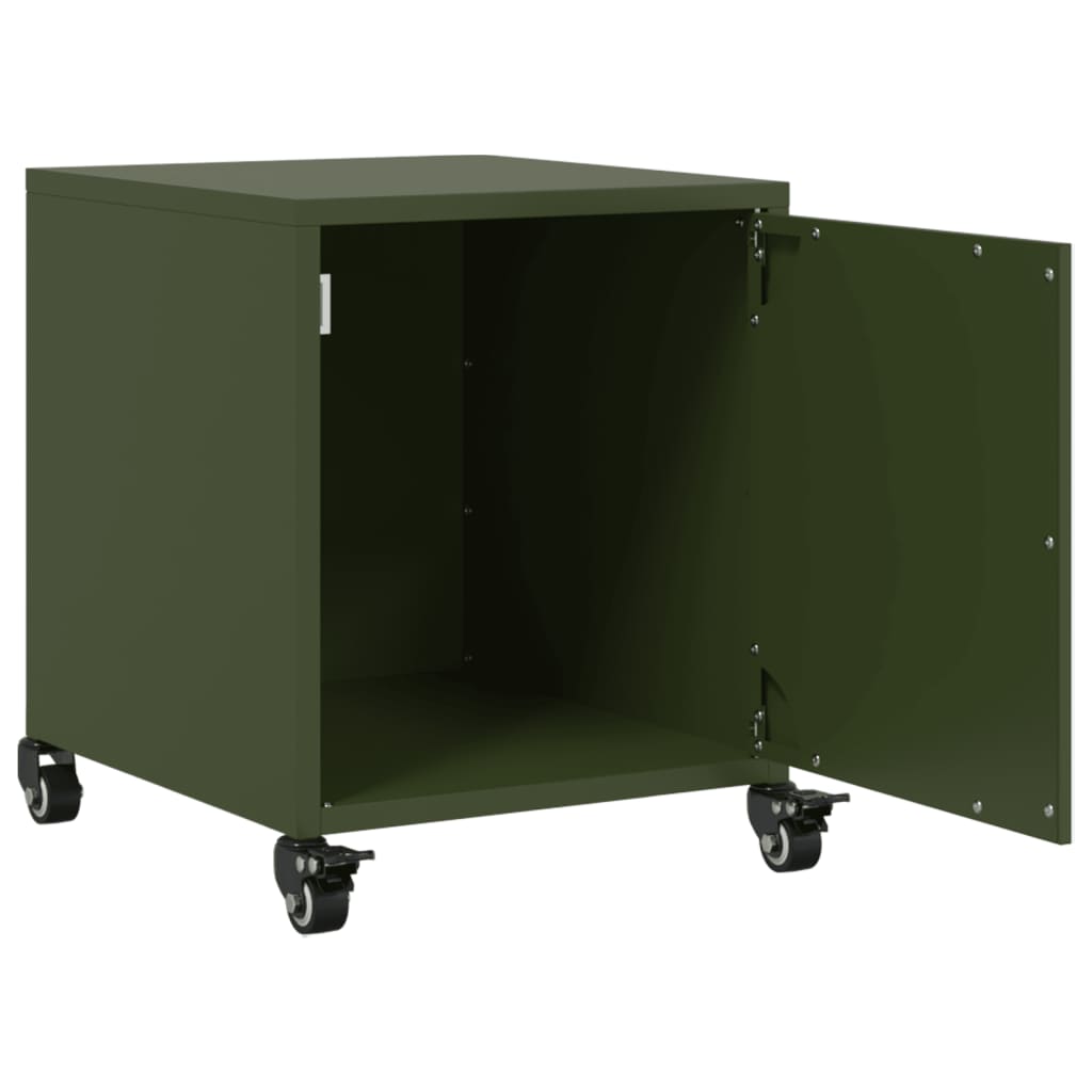 vidaXL Comodino Verde Oliva 36x39x43,5 cm in Acciaio