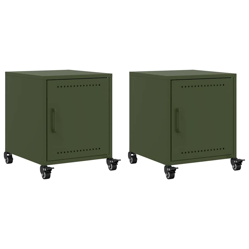 Comodini 2 pz Verde Oliva 36x39x43,5 cm in Acciaio 846623
