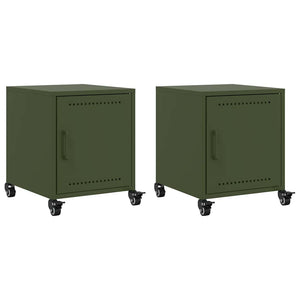 Comodini 2 pz Verde Oliva 36x39x43,5 cm in Acciaio 846623