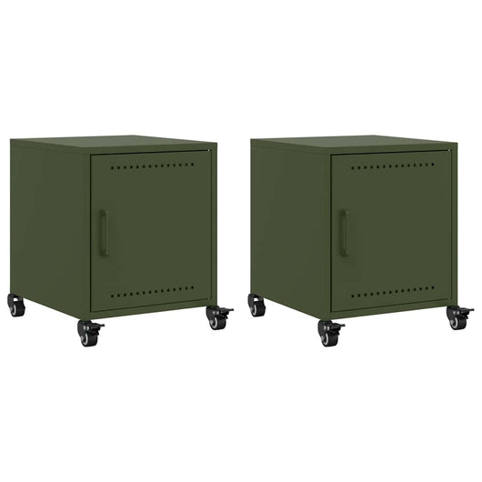 Comodini 2 pz Verde Oliva 36x39x43,5 cm in Acciaio 846623