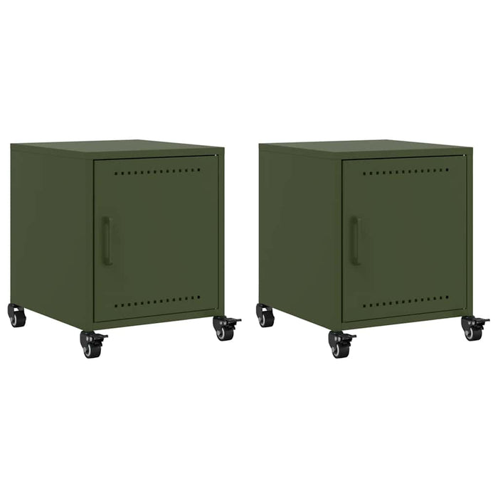 Comodini 2 pz Verde Oliva 36x39x43,5 cm in Acciaio 846623