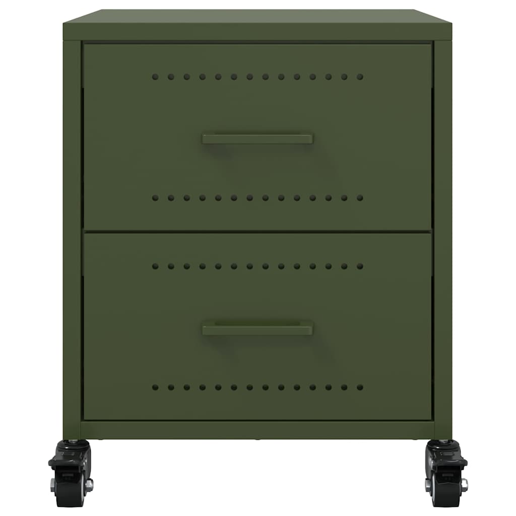 vidaXL Comodino Verde Oliva 36x39x43,5 cm in Acciaio