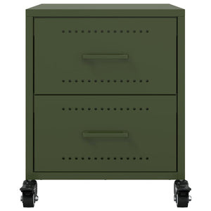 vidaXL Comodino Verde Oliva 36x39x43,5 cm in Acciaio