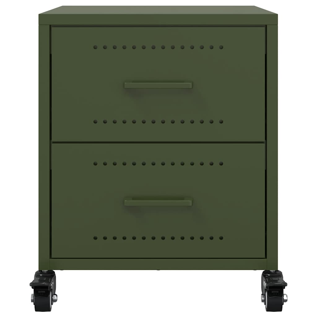 Comodini 2 pz Verde Oliva 36x39x43,5 cm in Acciaio 846635