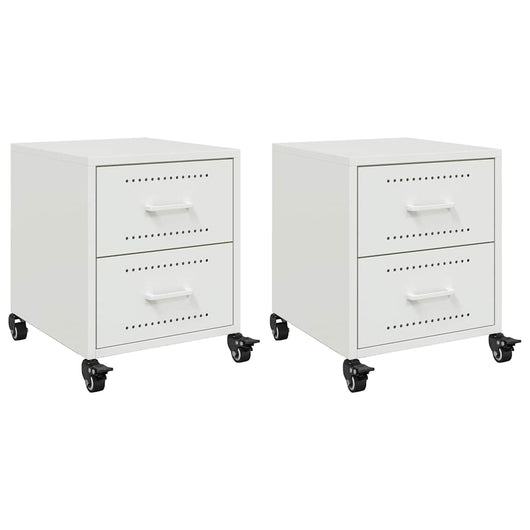 Comodini 2 pz Bianchi 36x39x43,5 cm in Acciaio 846637