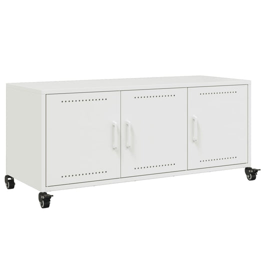 Mobile TV-Credenza TV-Console TV Bianco 100,5x39x43,5 cm in Acciaio Laminato a Freddo