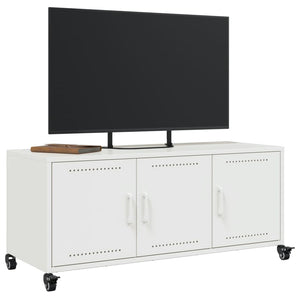 Mobile TV-Credenza TV-Console TV Bianco 100,5x39x43,5 cm in Acciaio Laminato a Freddo