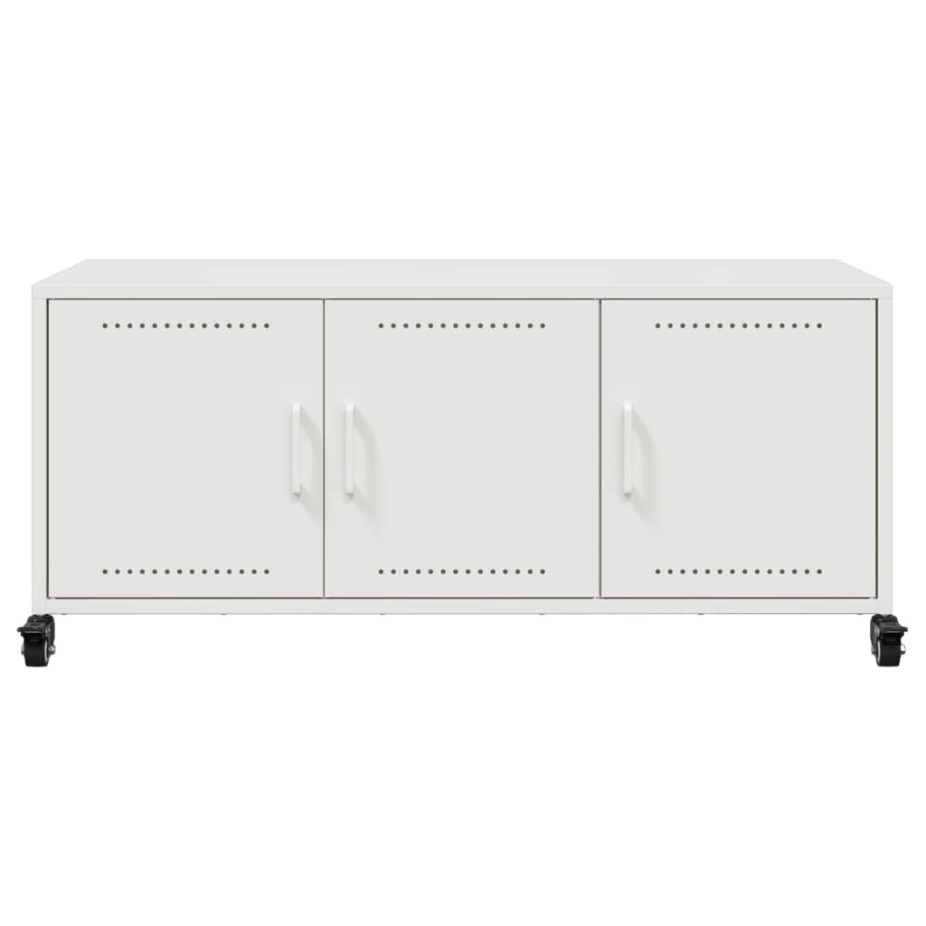 Mobile TV-Credenza TV-Console TV Bianco 100,5x39x43,5 cm in Acciaio Laminato a Freddo