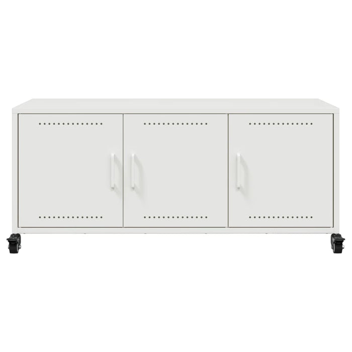 Mobile TV-Credenza TV-Console TV Bianco 100,5x39x43,5 cm in Acciaio Laminato a Freddo