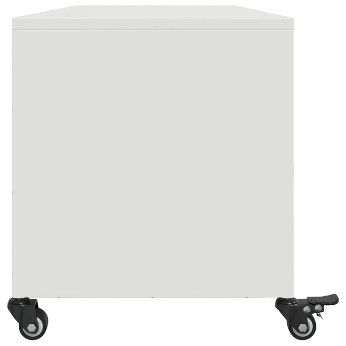 Mobile TV-Credenza TV-Console TV Bianco 100,5x39x43,5 cm in Acciaio Laminato a Freddo