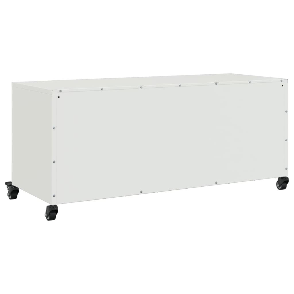 Mobile TV-Credenza TV-Console TV Bianco 100,5x39x43,5 cm in Acciaio Laminato a Freddo