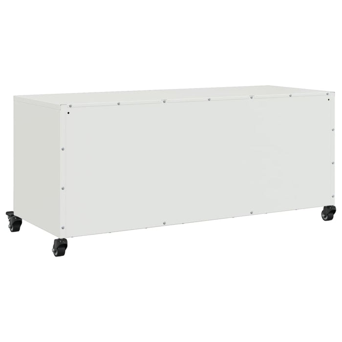 Mobile TV-Credenza TV-Console TV Bianco 100,5x39x43,5 cm in Acciaio Laminato a Freddo