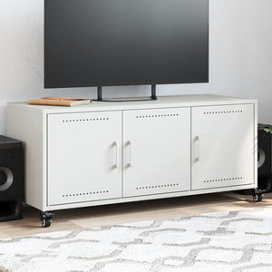 Mobile TV-Credenza TV-Console TV Bianco 100,5x39x43,5 cm in Acciaio Laminato a Freddo