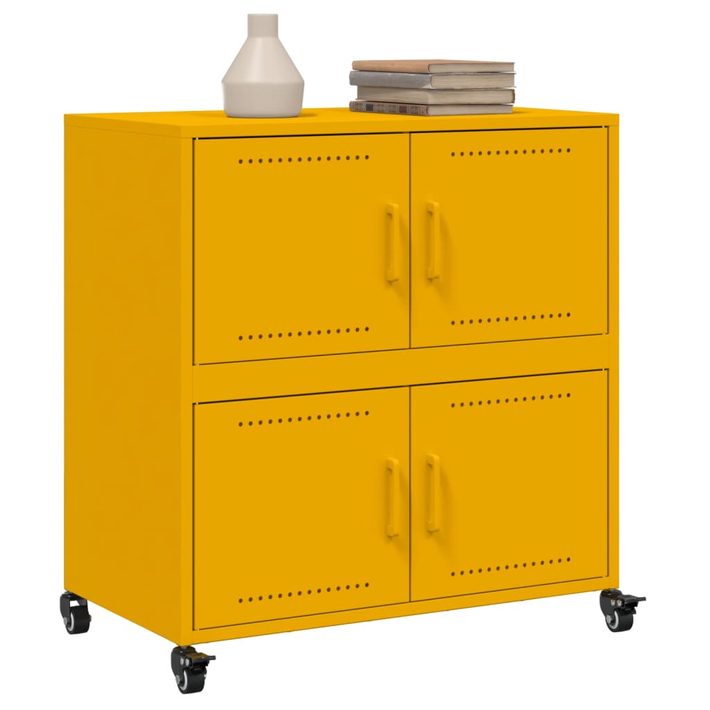 Credenza Giallo Senape 68x39x72 cm in Acciaio 846653