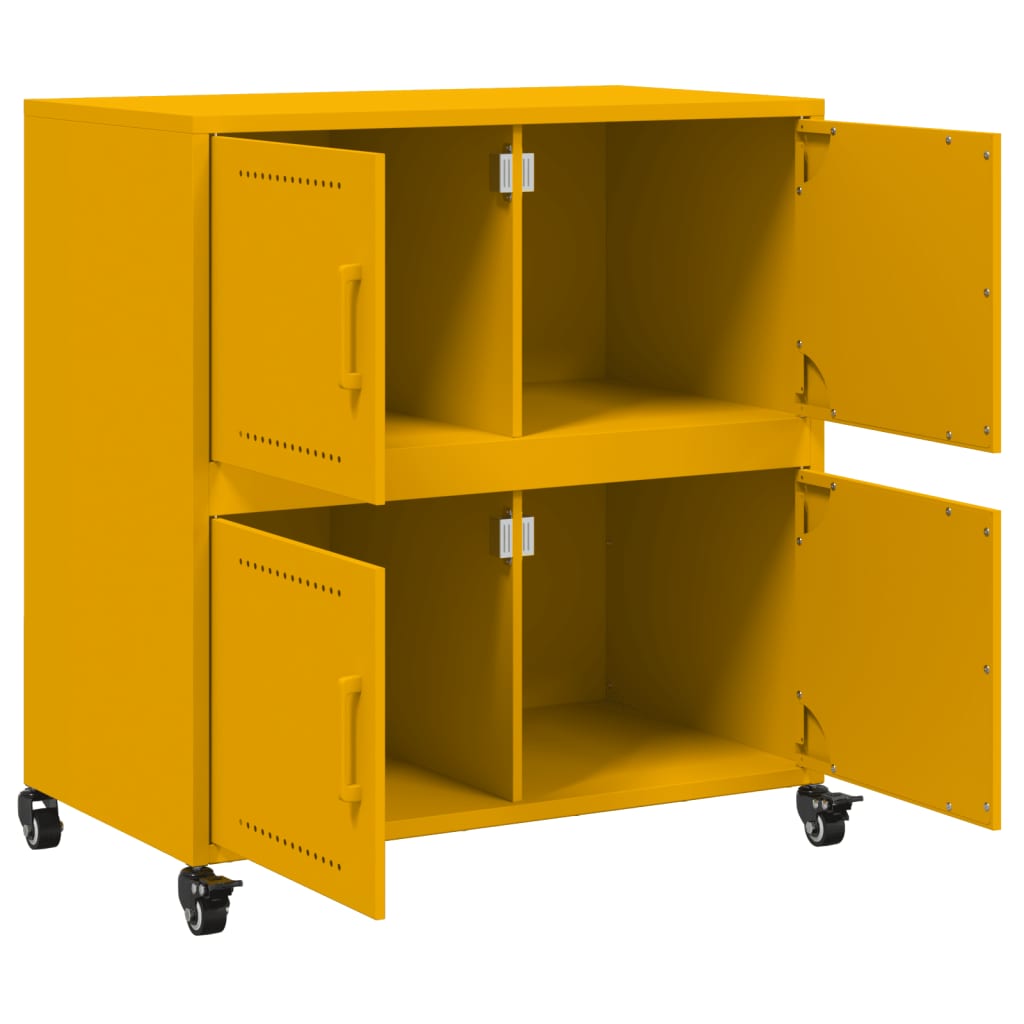 Credenza Giallo Senape 68x39x72 cm in Acciaio 846653