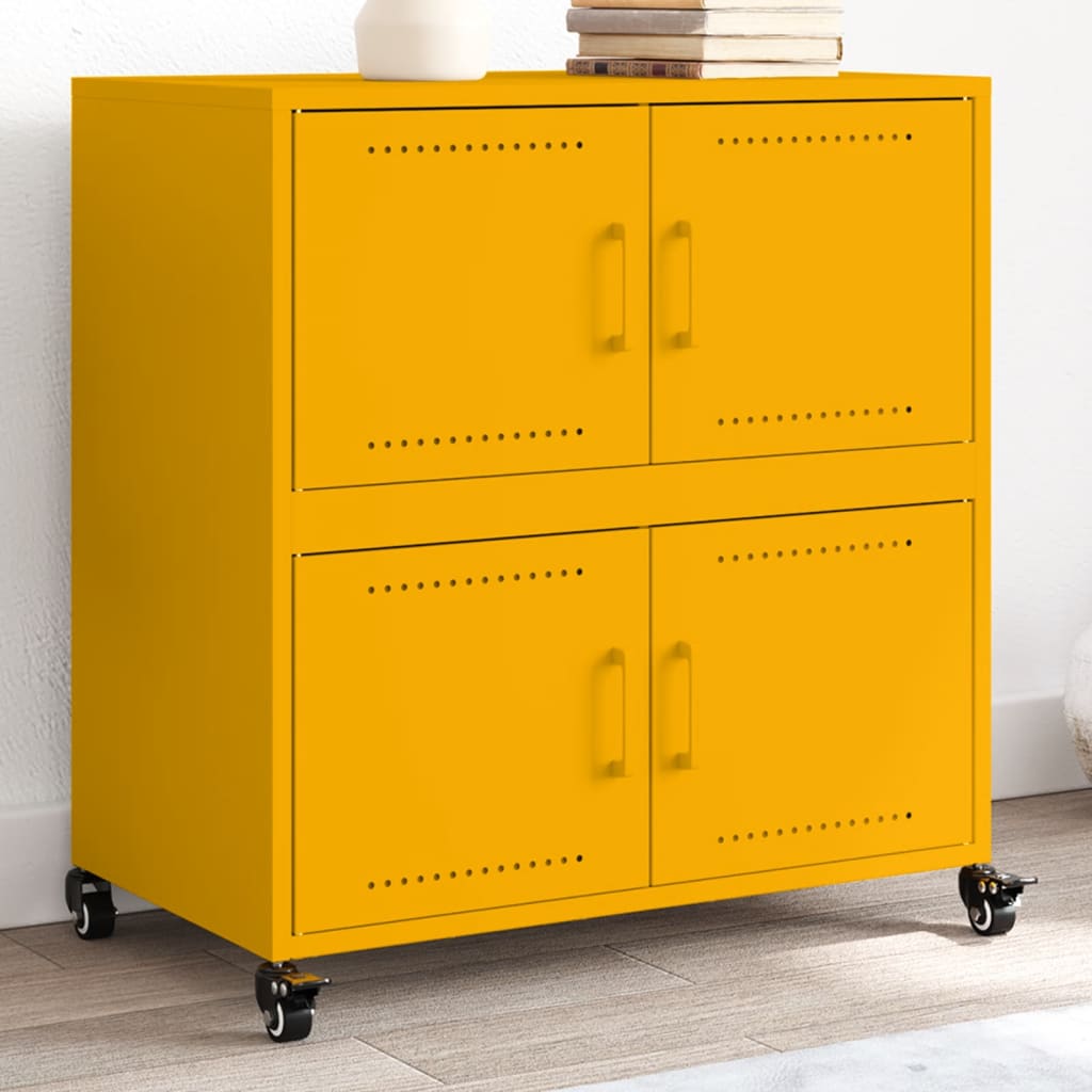 Credenza Giallo Senape 68x39x72 cm in Acciaio 846653